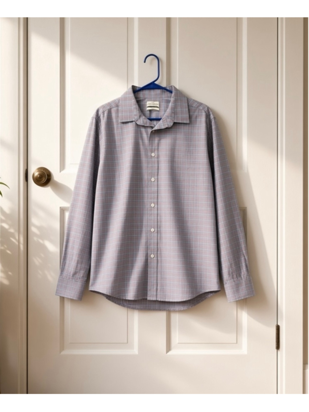 Men's Lucky Brand Casual Button Down Shirt XL Grey Blue Plaid